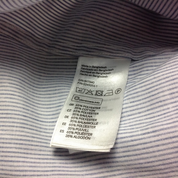 H&M Men's Casual Button Down Shirt Striped Blue - Picture 5 of 5